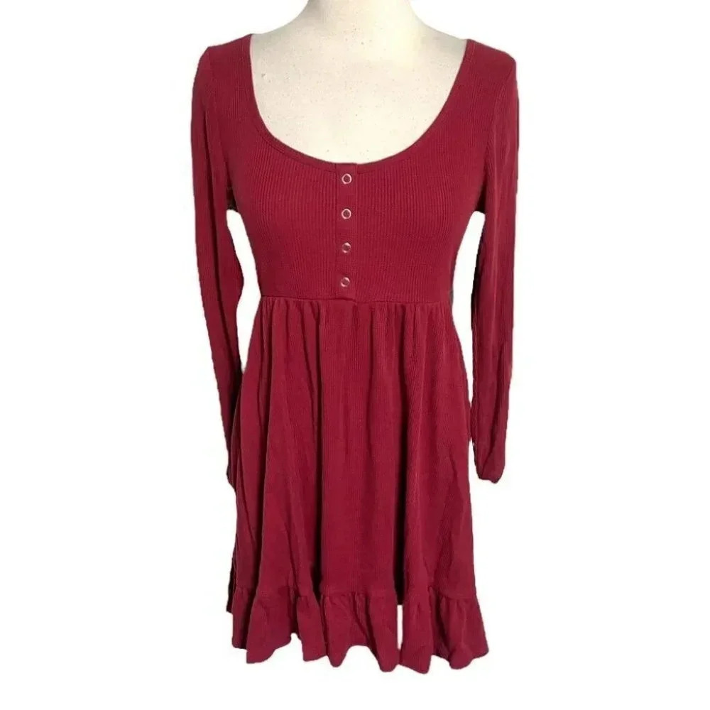 Wild Fable S red thermal scoop neck long‎ sleeve dress